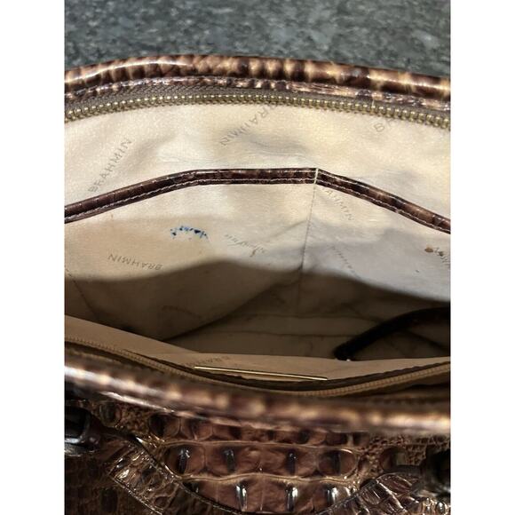 Brahmin Mini Asher Satchel Pecan Melbourne Croc Embossed Crossbody/Double Handle - Picture 8 of 12